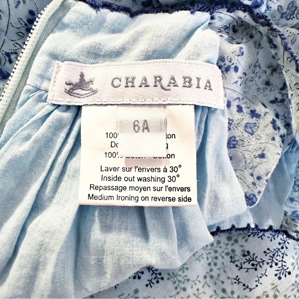 Charabia Cotton Children’s Dress Blue Floral Size 6A - Picture 3 of 6